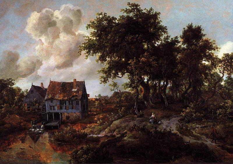 Meindert Hobbema A Watermill beside a Woody Lane oil painting picture